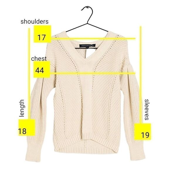 French Connection Neutral Off White  Cream Chunky Blousy Cropped Cotton Sweater - Picture 2 of 7